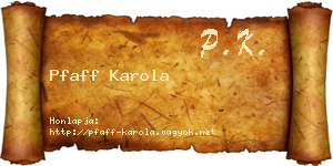 Pfaff Karola névjegykártya